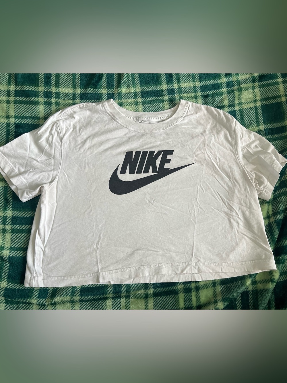 Nike White Crop Tee with Black Swoosh Logo